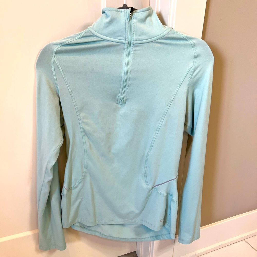 1/4 zip aqua blue dri fit long sleeve small